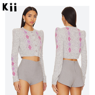 25秋冬新款 羊毛衫 短款 开衫 ARGYLE Kii正品 DALILA 现货Majorelle