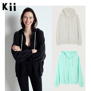 Kii现货正品Amercian Vintage周雨彤同款慵懒软糯连帽开衫外套女