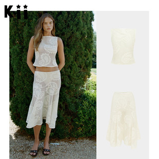 Kii正品 Liv白色蕾丝镂空无袖 代购 JeanMaeve 上衣半身裙 With