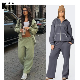 Kii正品现货Edikted美式休闲25秋冬字母缝线logo连帽衫外套上衣女