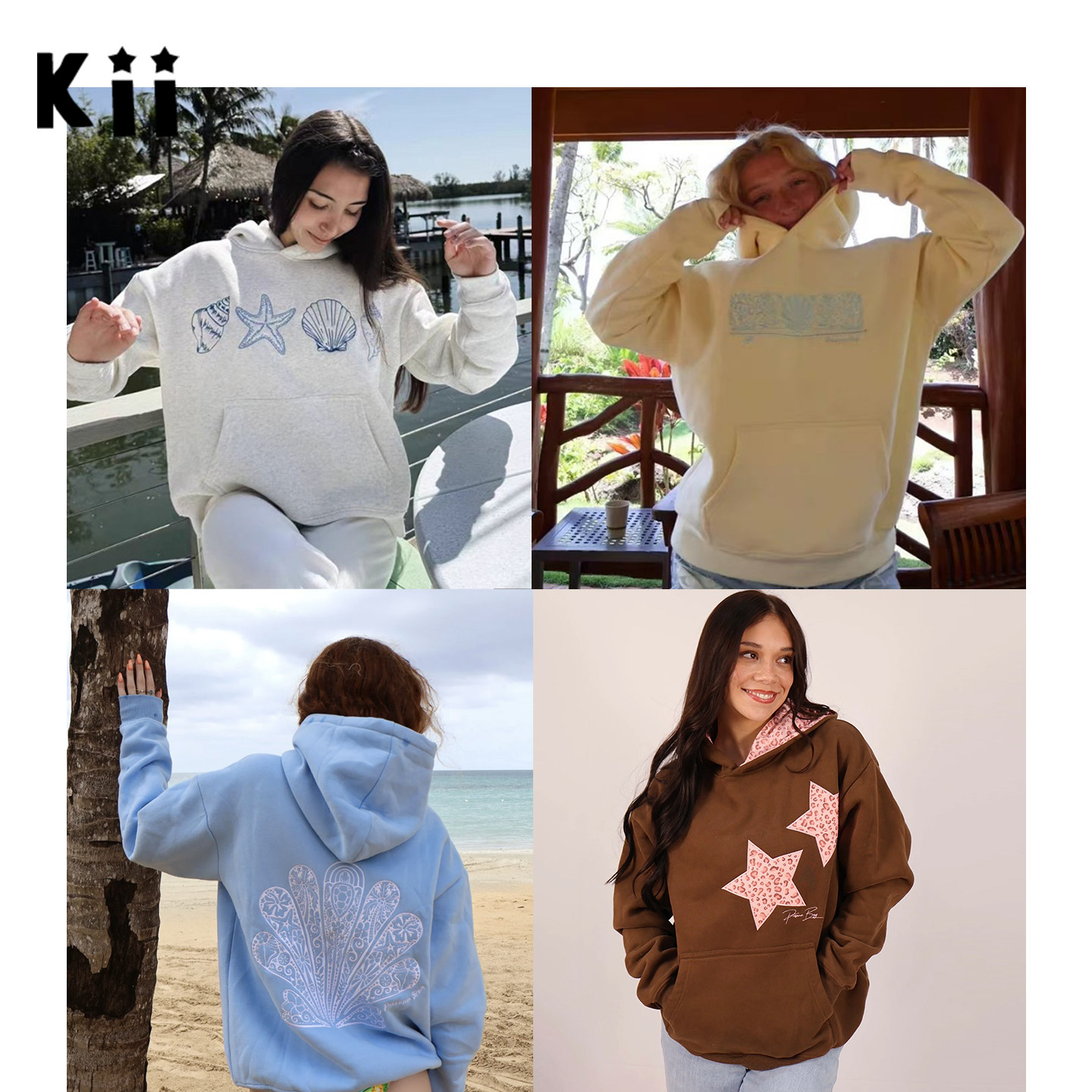 Kii少量现货 美国正品PrisanaBay 多色宽松刺绣连帽卫衣女士上衣