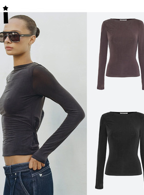 Kii正品现货Peachy den长袖T恤纽扣收腰圆领修身上衣打底衣秋衣女