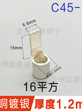 C45-16平方插片DZ47空气开关用冷压电线端子插针形接线紫铜线鼻子