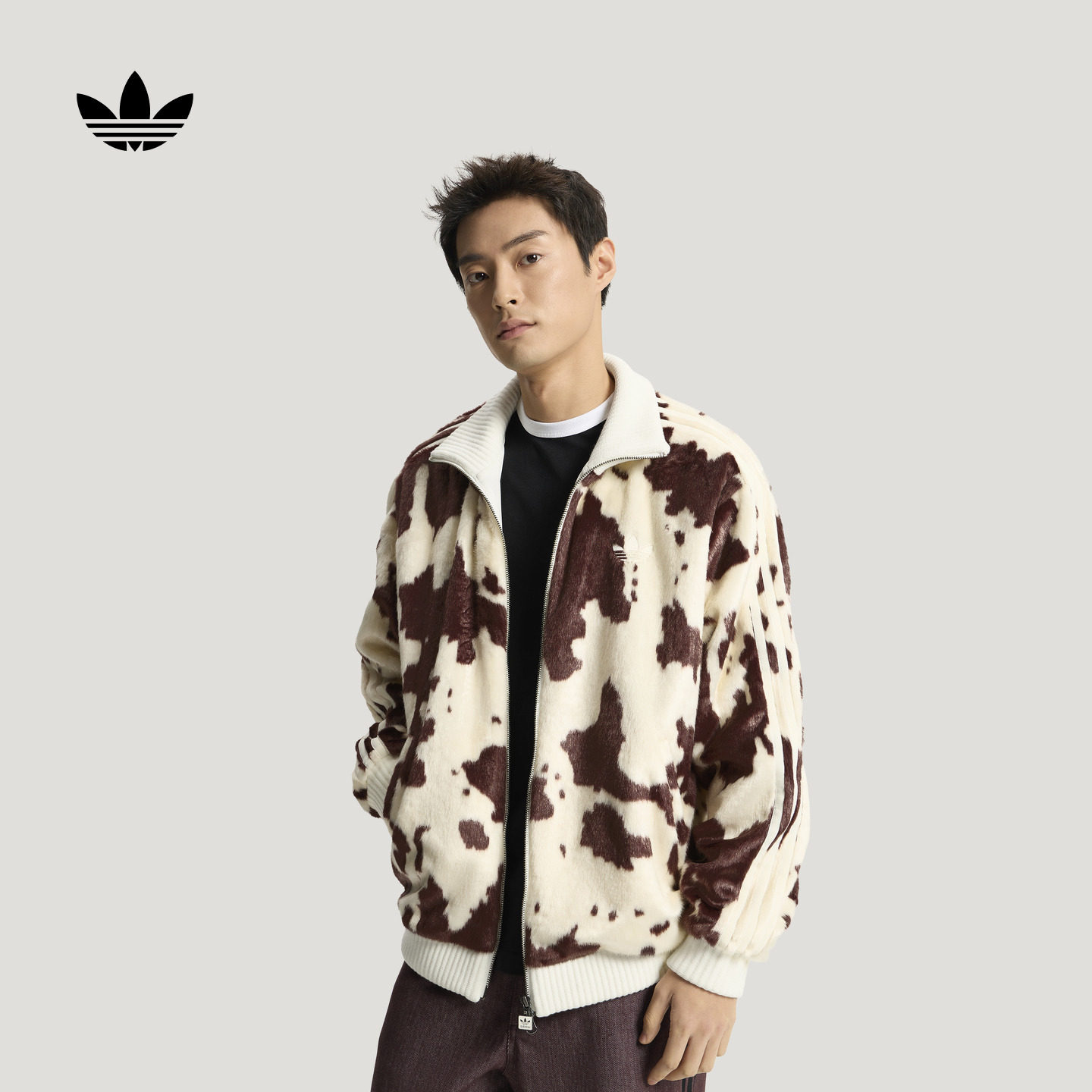 奶牛纹印花宽松舒适仿皮草运动外套男女秋冬adidas阿迪达斯三叶草,运动服/休闲服装,运动茄克/外套,淘宝优惠券,粉丝福利购,淘宝优惠卷