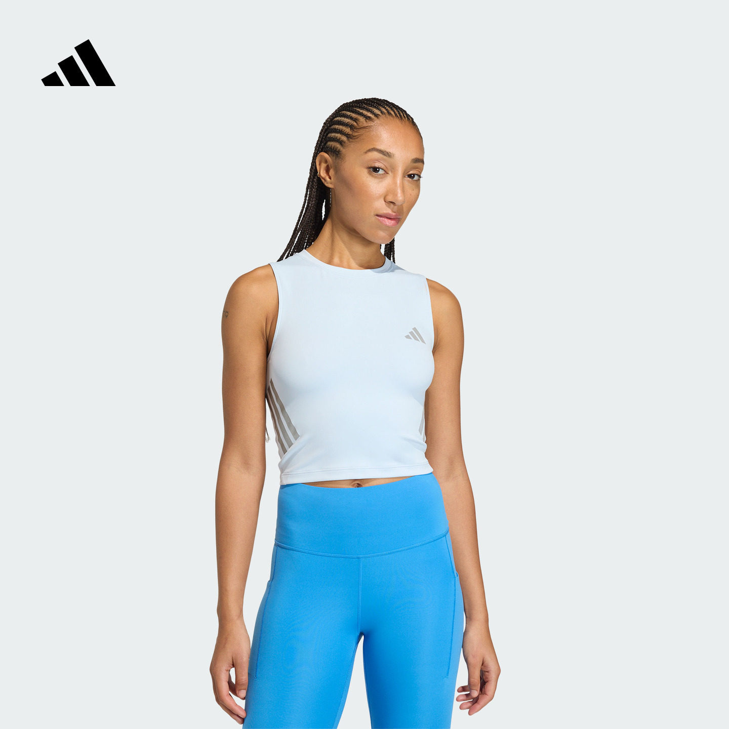 日常外穿短款紧身跑步运动上衣背心健身服女装新款adidas阿迪达斯