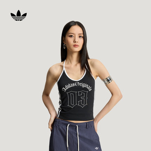 夏季 挂脖运动背心女装 adidas阿迪达斯官方三叶草 百搭舒适修身 时尚
