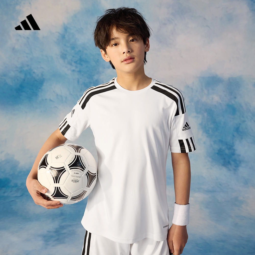 阿迪達斯男大童足球圓領短袖T恤