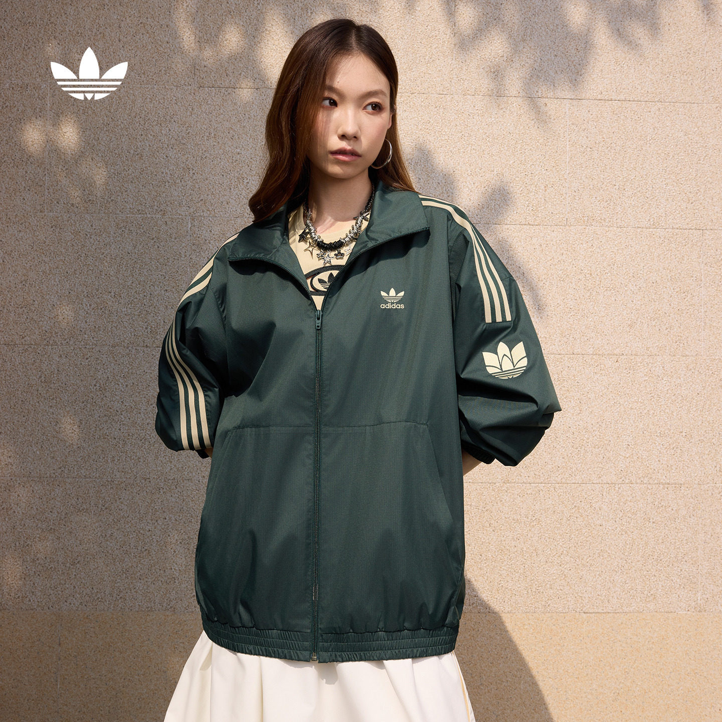 日常经典三条纹梭织运动夹克早秋外套男女adidas阿迪达斯三叶草