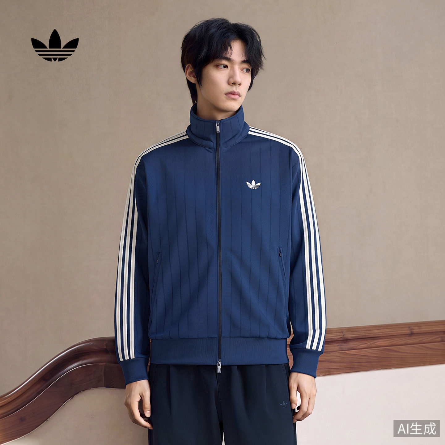 三条纹宽松亲肤运动早秋外套卫衣男装新款adidas阿迪达斯三叶草