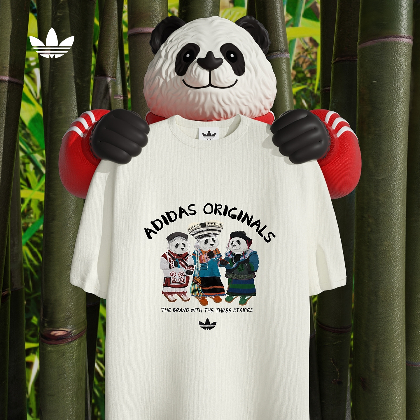 熊猫印花运动短袖T恤男女夏季新款adidas阿迪达斯官方三叶草