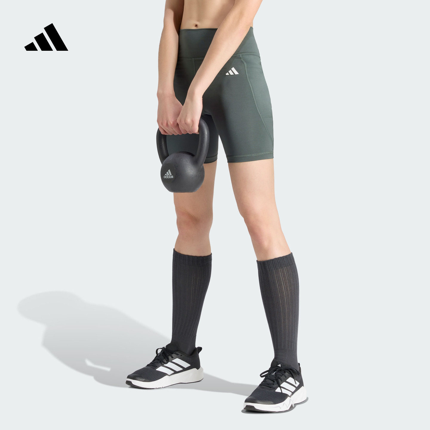 瑜伽普拉提训练运动健身高腰紧身短裤女装夏季新款adidas阿迪达斯