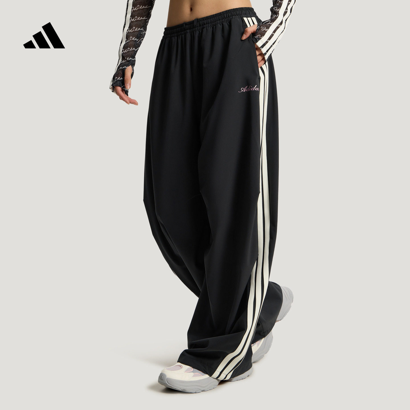 三条纹舞动系列速干运动裤香蕉裤扭扭裤女装adidas阿迪达斯轻运动