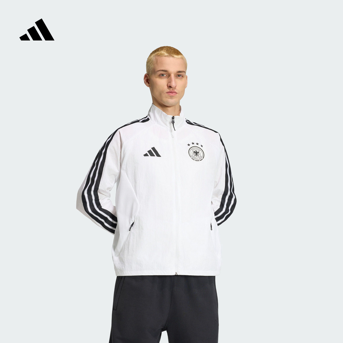 德国队足球休闲文化立领登场夹克外套男装春夏新款adidas阿迪达斯