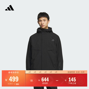 拒水防风休闲加绒连帽夹克外套男装 秋冬adidas阿迪达斯轻运动