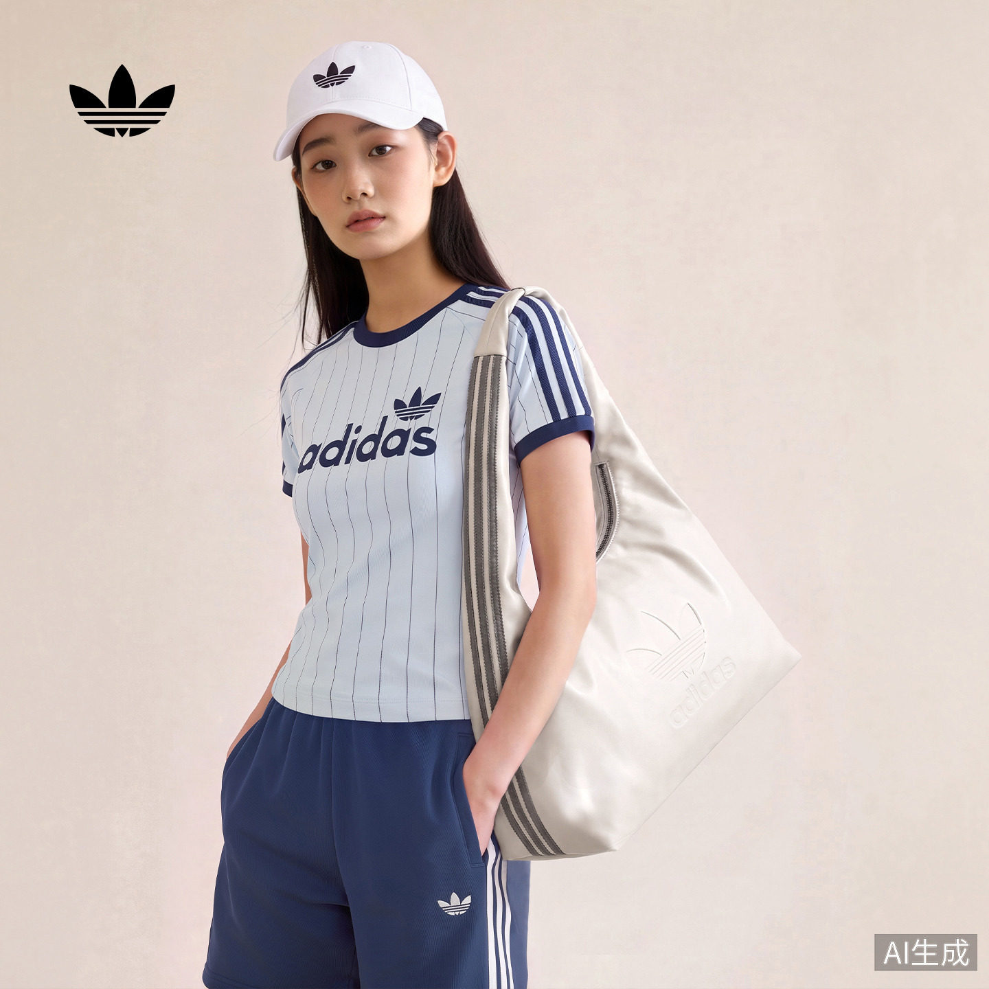 「云朵包」大容量仿皮运动手提包单肩挎包女adidas阿迪达斯三叶草