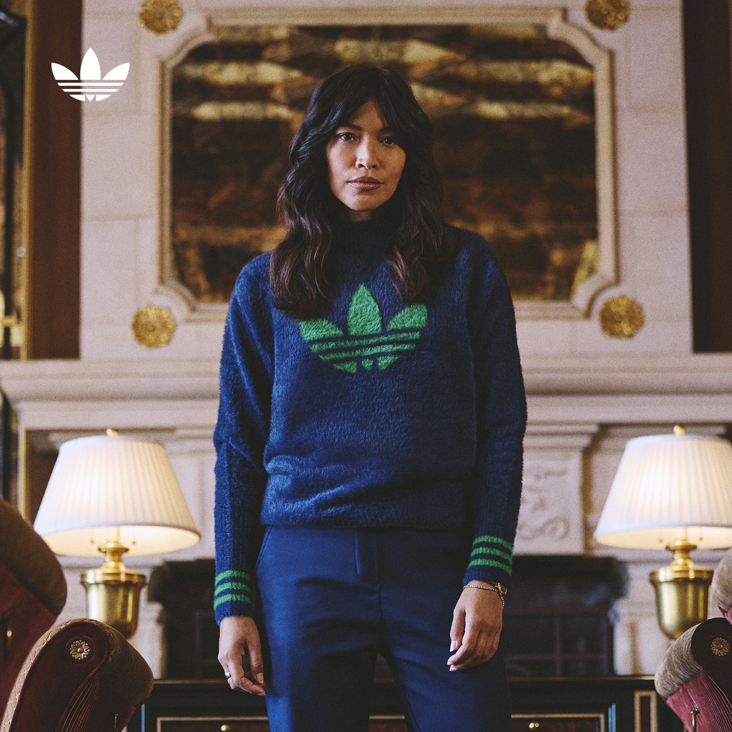 阿迪达斯三叶草女高尔夫针织衫