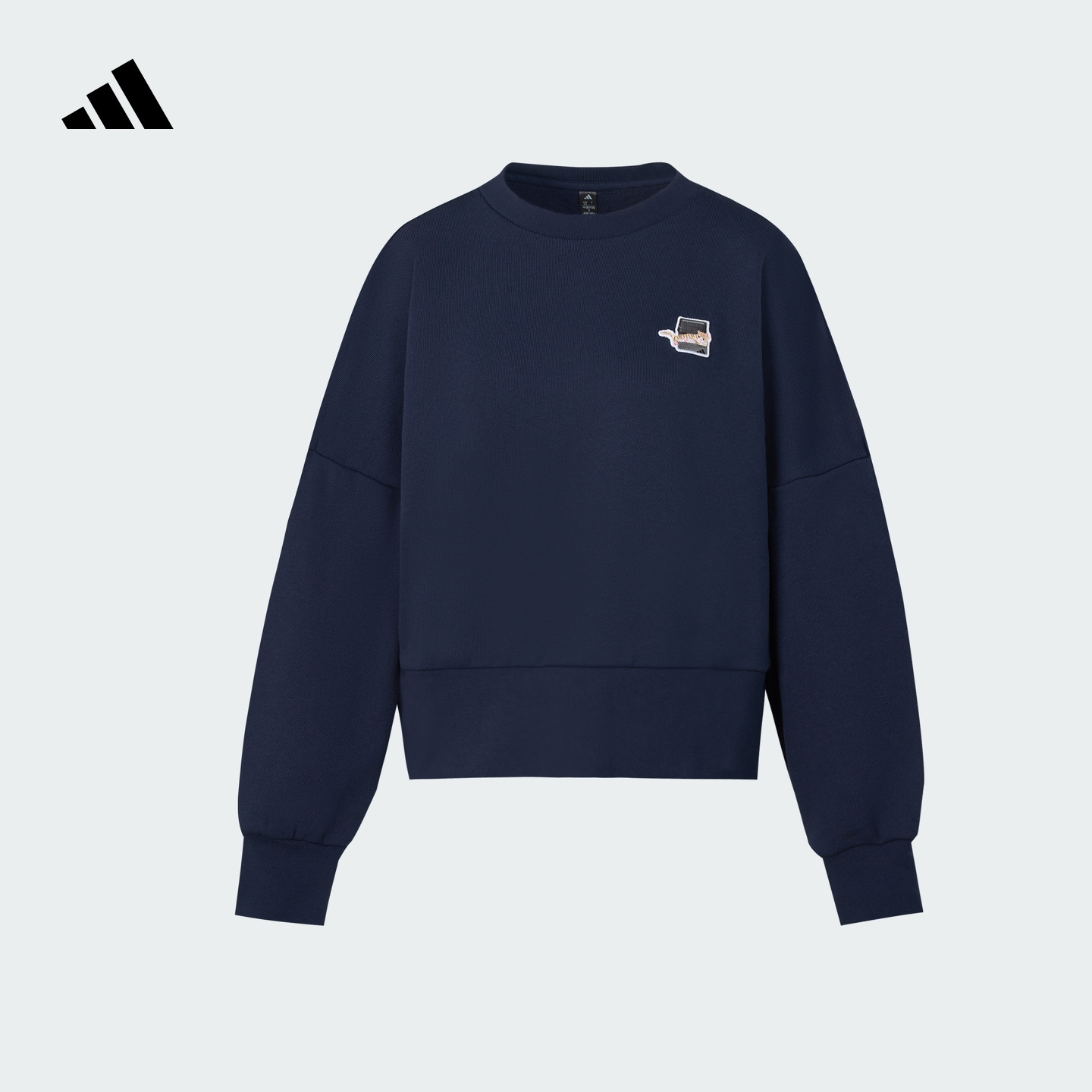 休闲宽松毛圈布圆领套头卫衣女装秋季adidas阿迪达斯轻运动JV6096