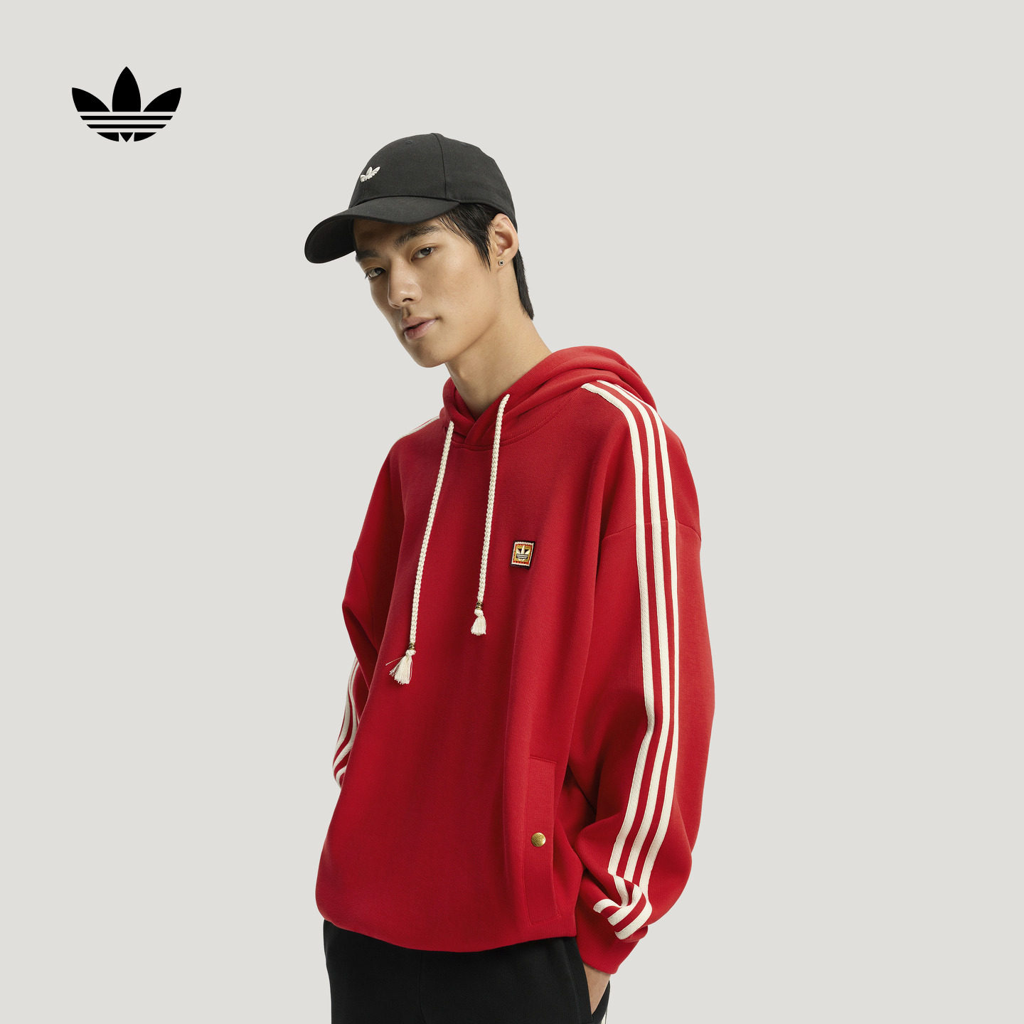 李现同款时尚针织运动连帽卫衣男女春季adidas阿迪达斯官方三叶草