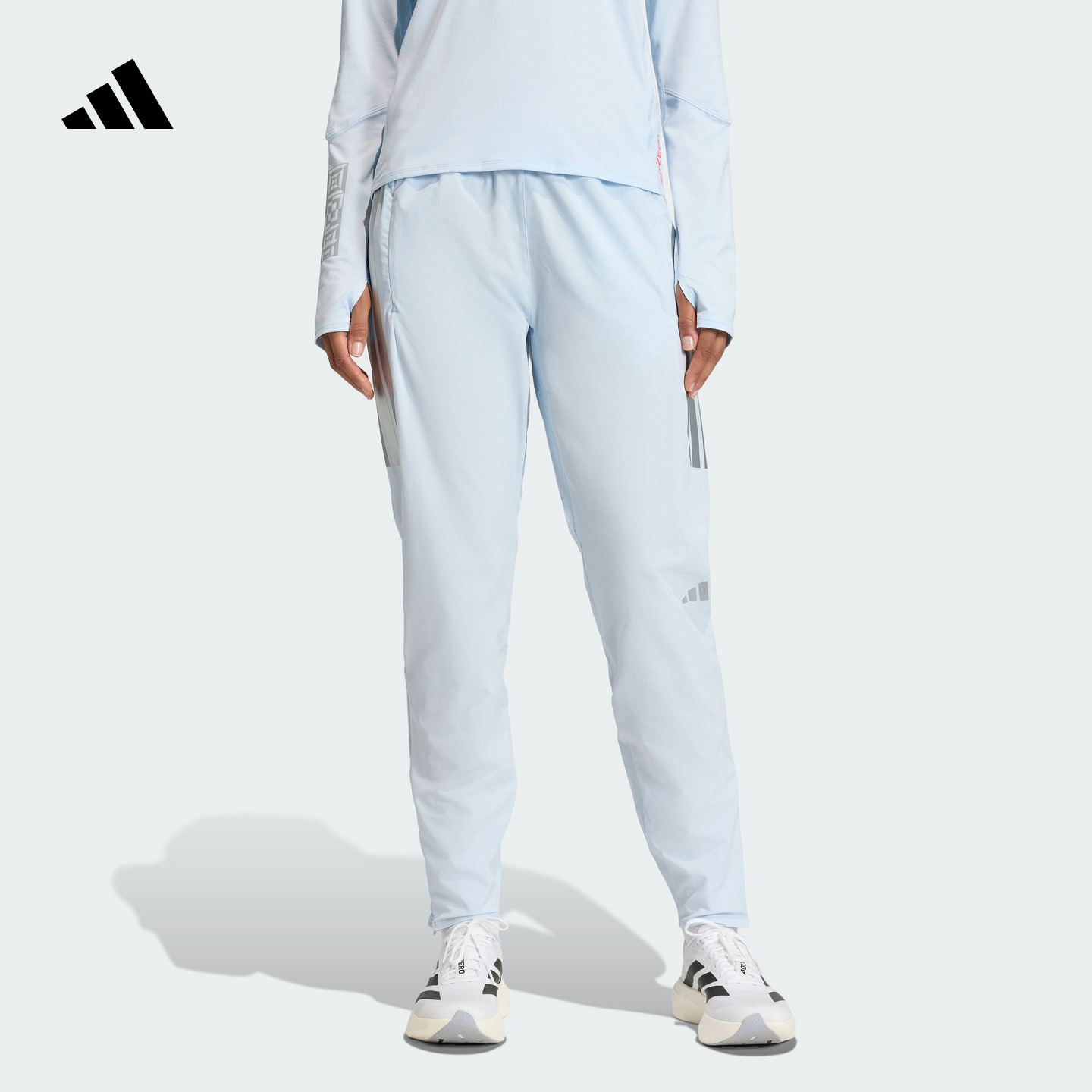 阿迪达斯女舒适修身跑步运动裤