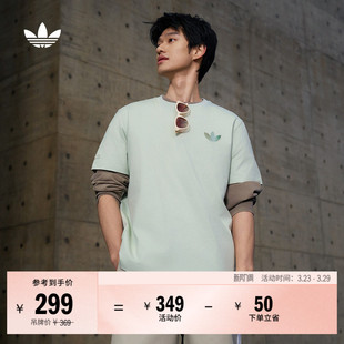 舒适纯棉运动上衣圆领短袖 adidas阿迪达斯三叶草 T恤男女夏季