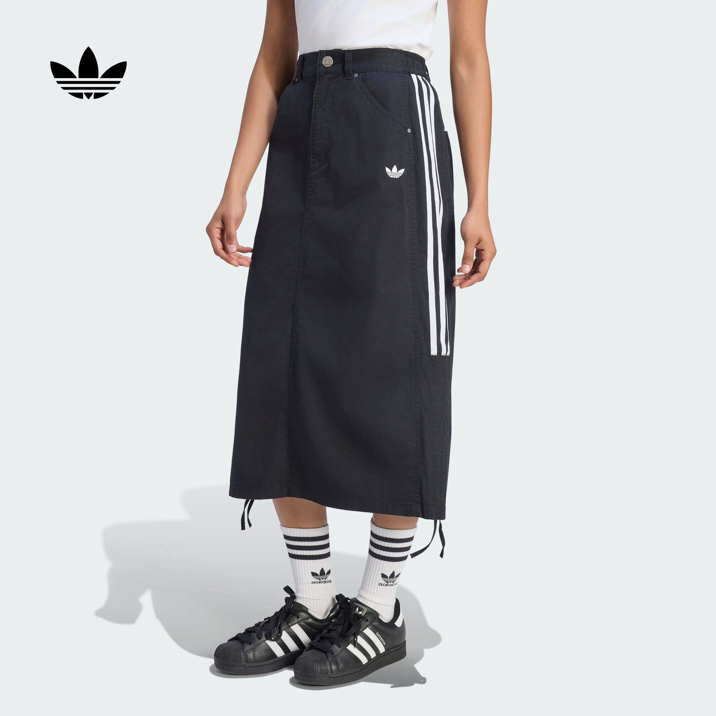 日常舒适百搭休闲运动半身裙伞裙女装adidas阿迪达斯官方三叶草