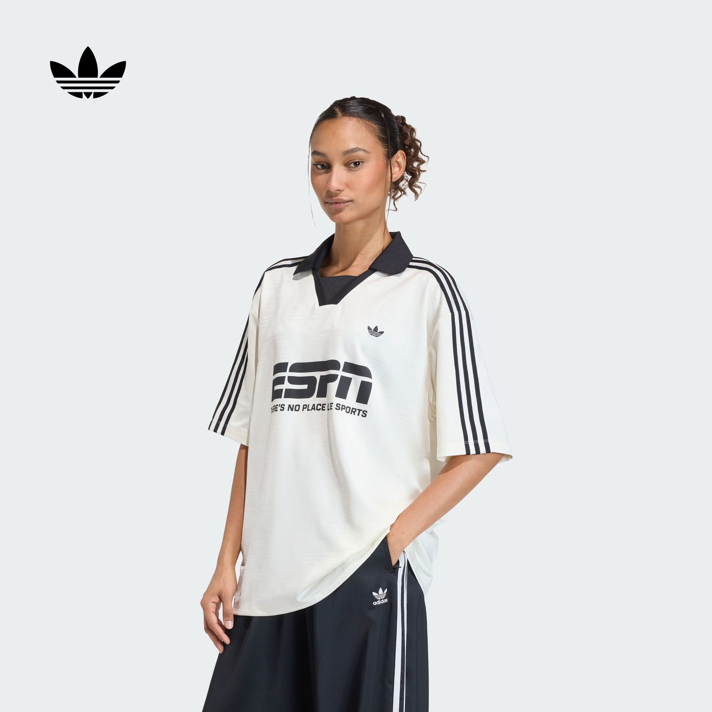 球衣风三条纹复古运动短袖T恤女装夏季新款adidas阿迪达斯三叶草