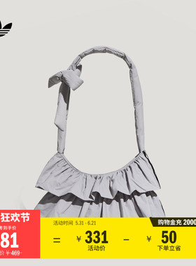 时尚双层荷叶边可调节肩带运动单肩包女adidas阿迪达斯三叶草