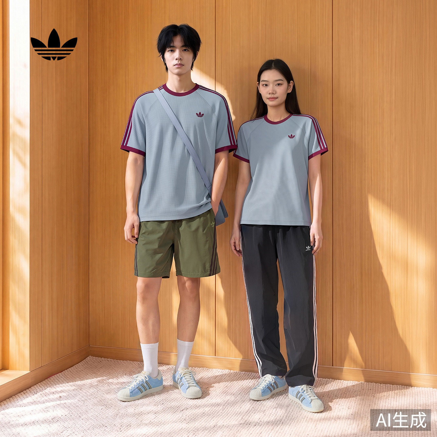 三条纹宽松日常舒适运动短袖T恤男女夏季adidas阿迪达斯三叶草
