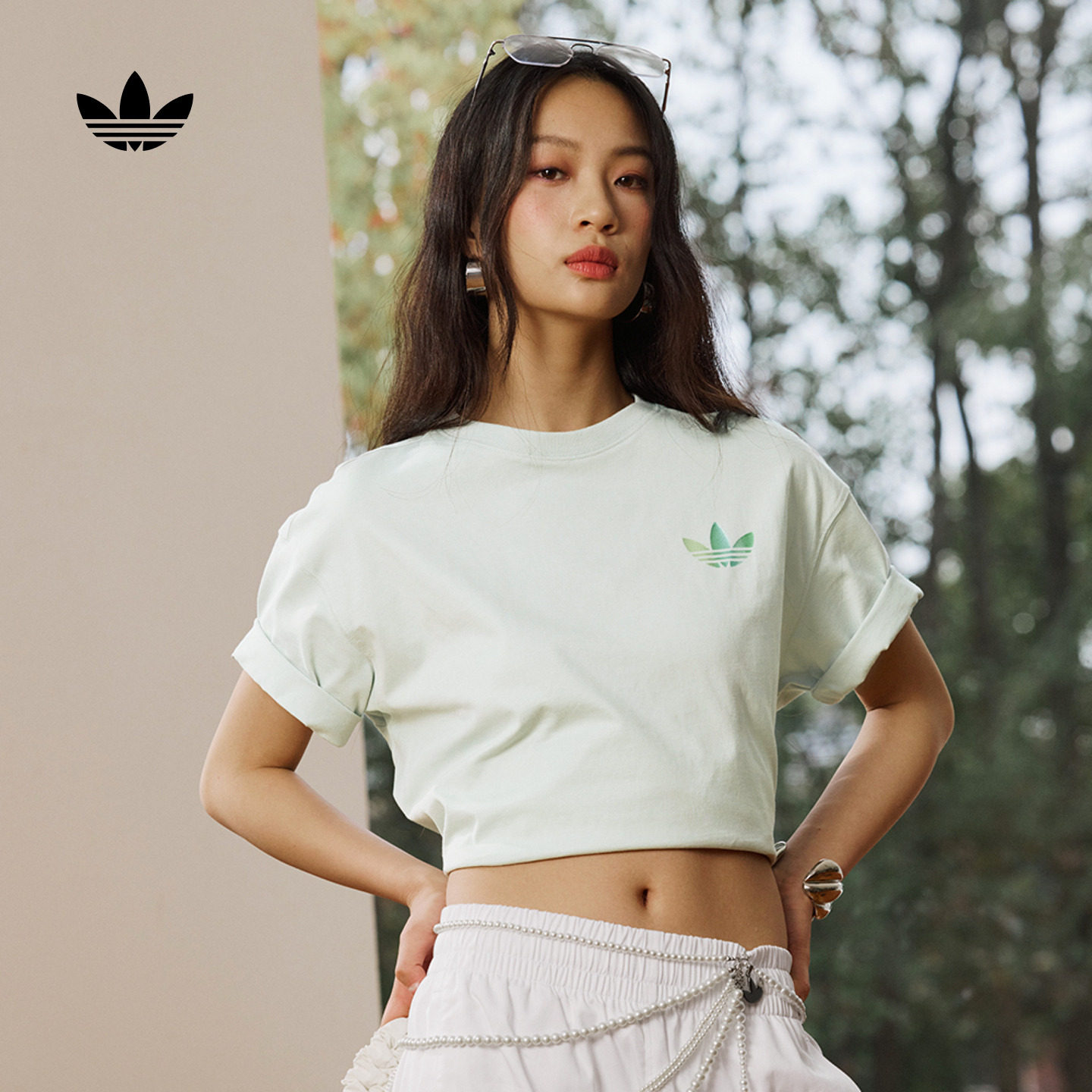 简约纯棉运动上衣圆领短袖T恤女装夏季adidas阿迪达斯官方三叶草