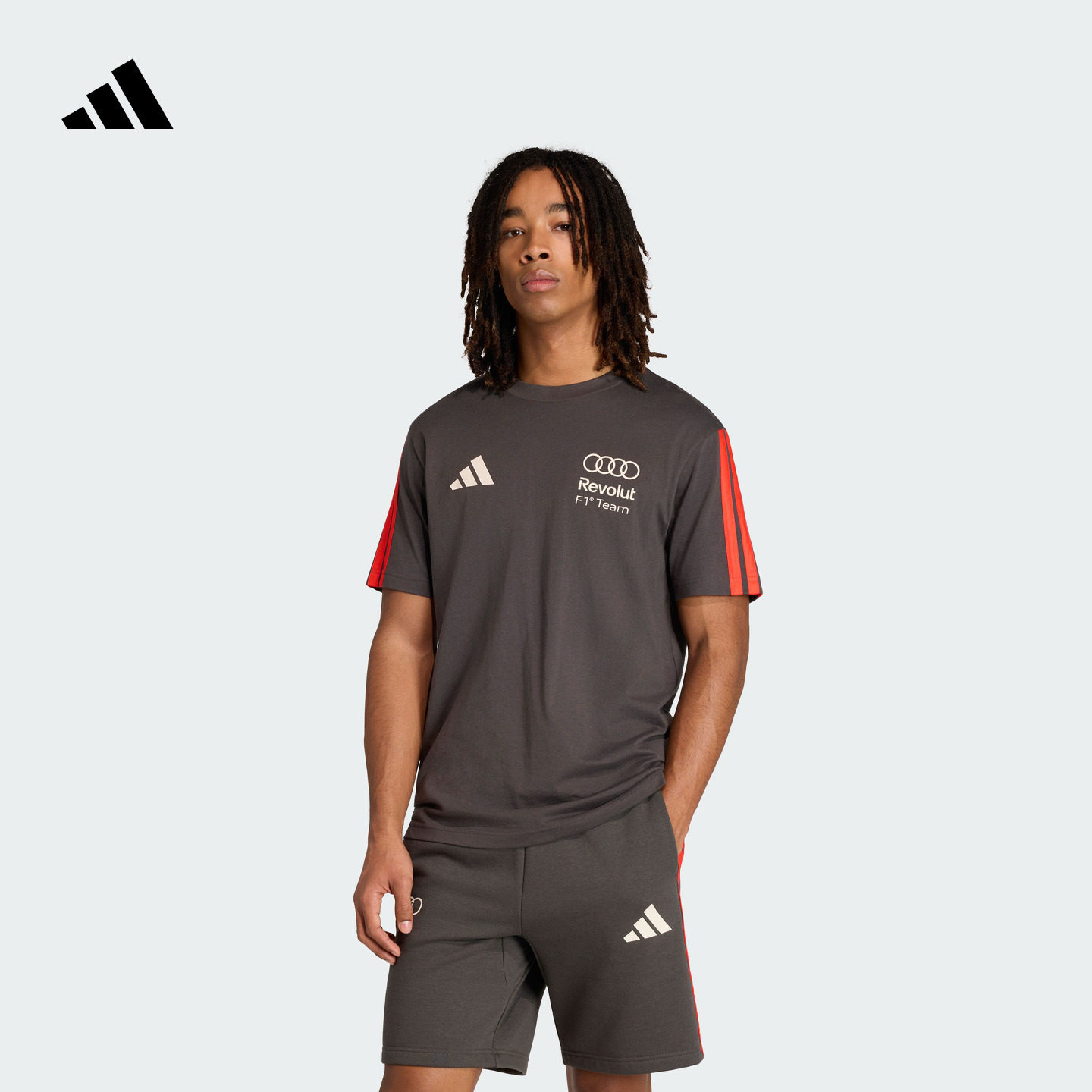 奥迪F1车队纯棉上衣圆领短袖T恤男装春夏新款adidas阿迪达斯官方