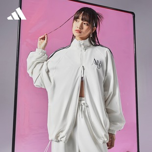 防晒UPF50 adidas阿迪达斯轻运动 新款 休闲宽松立领夹克外套女春季