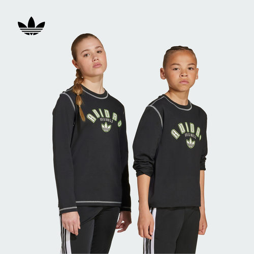 阿迪达斯三叶草男女大童长袖T恤