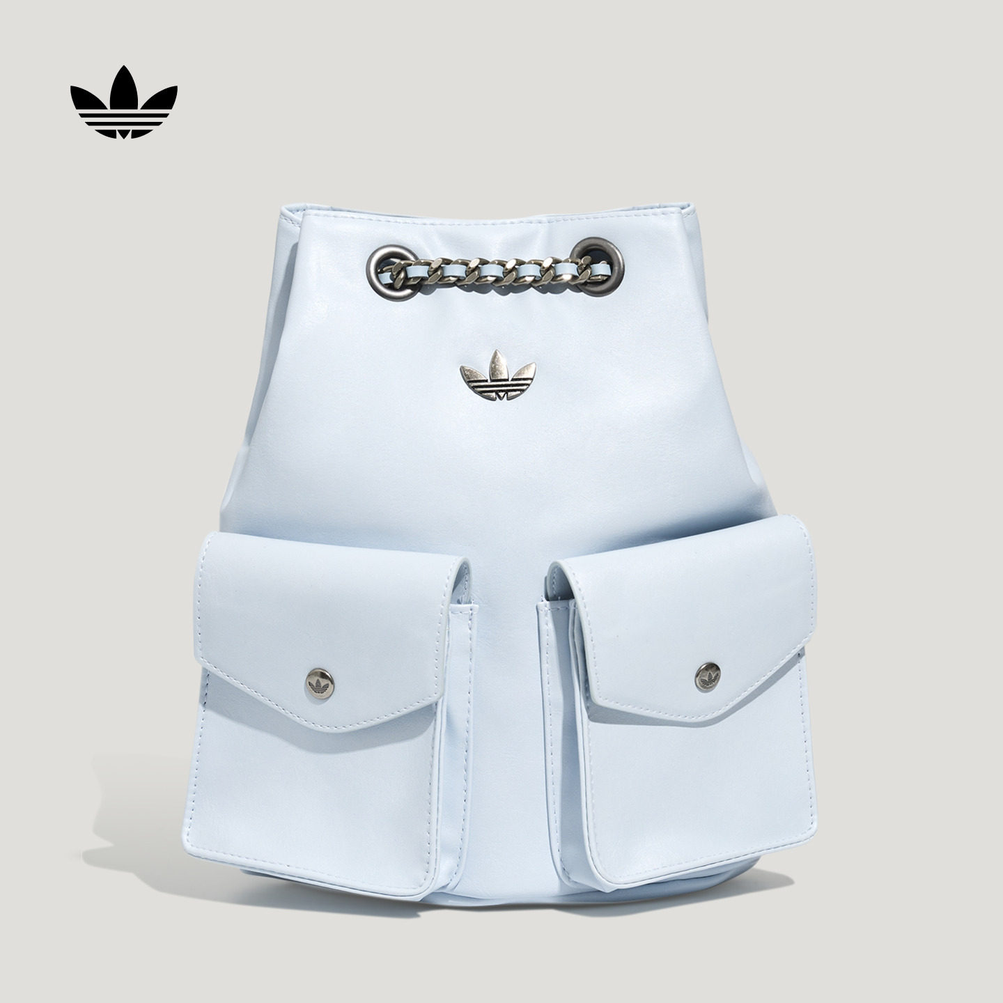 复古风经典时尚通勤仿皮双肩背包女新款adidas阿迪达斯官方三叶草