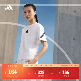 ADIDAS ZNE系列黑标制服纯棉短袖T恤女阿迪达斯官方轻运动