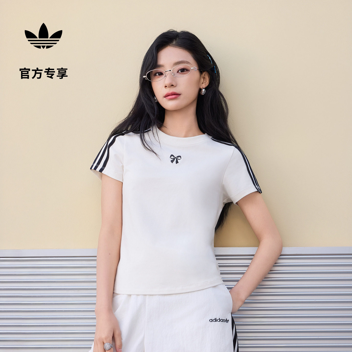 轻甜三条纹日常百搭运动短袖T恤女夏季新款adidas阿迪达斯三叶草