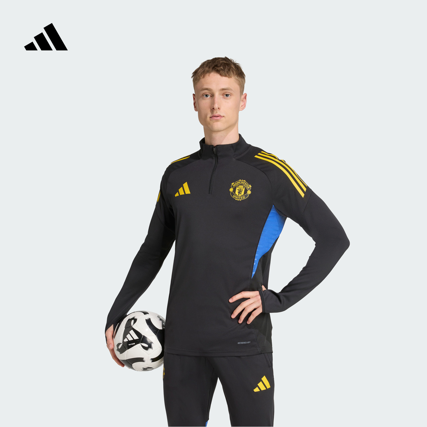 曼联足球修身半拉链训练服男装新款adidas阿迪达斯官方JP3143