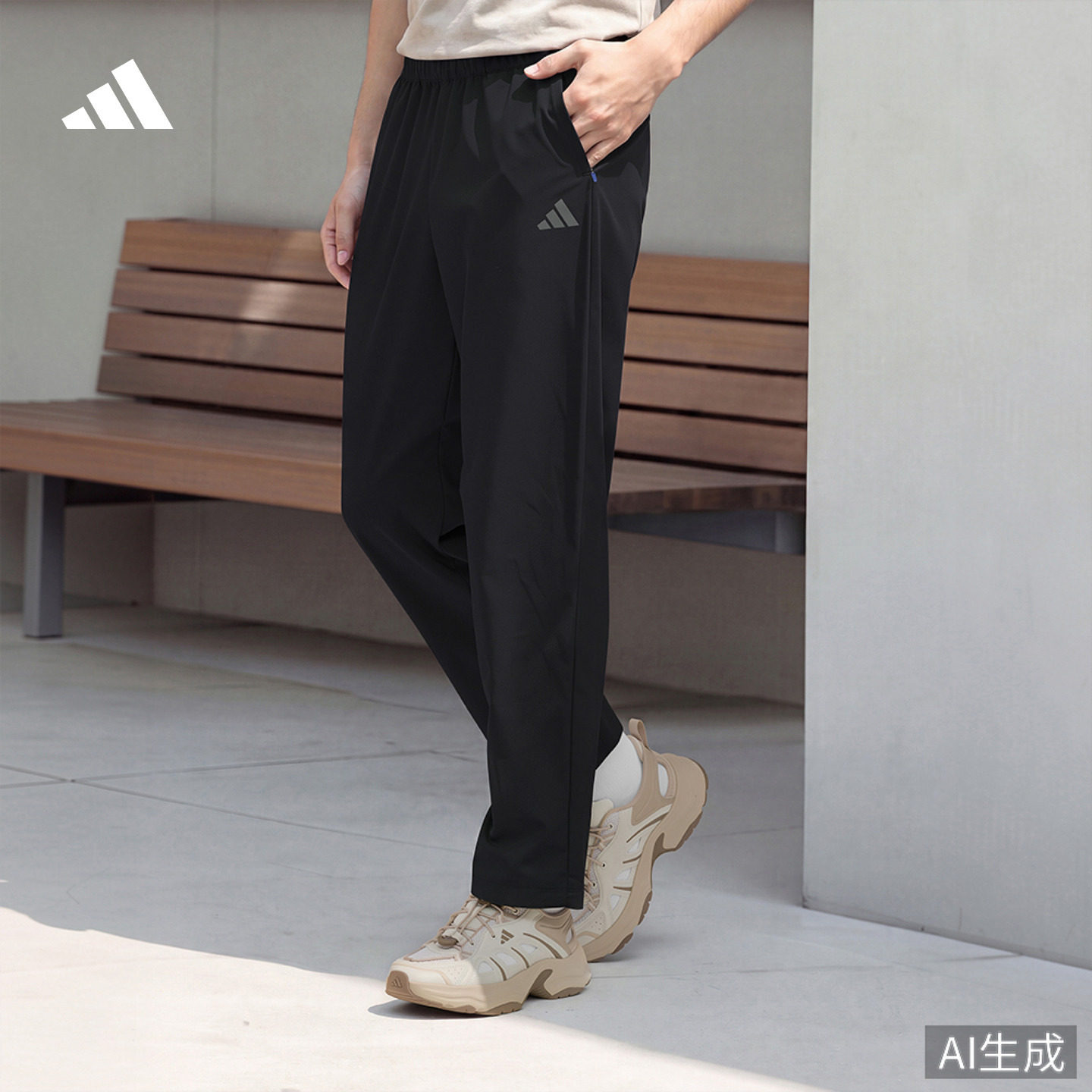 都市骑行系列速干纯色百搭休闲运动长裤直筒裤男装adidas阿迪达斯