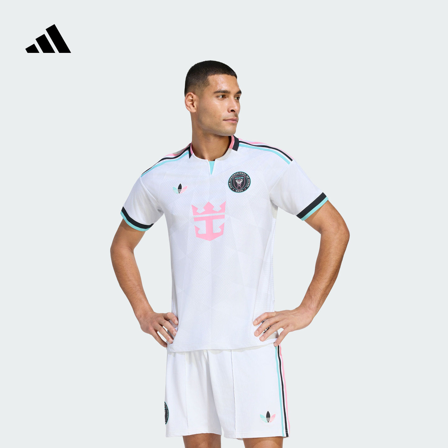 迈阿密国际第二客场球员版足球速干短袖球衣男装adidas阿迪达斯