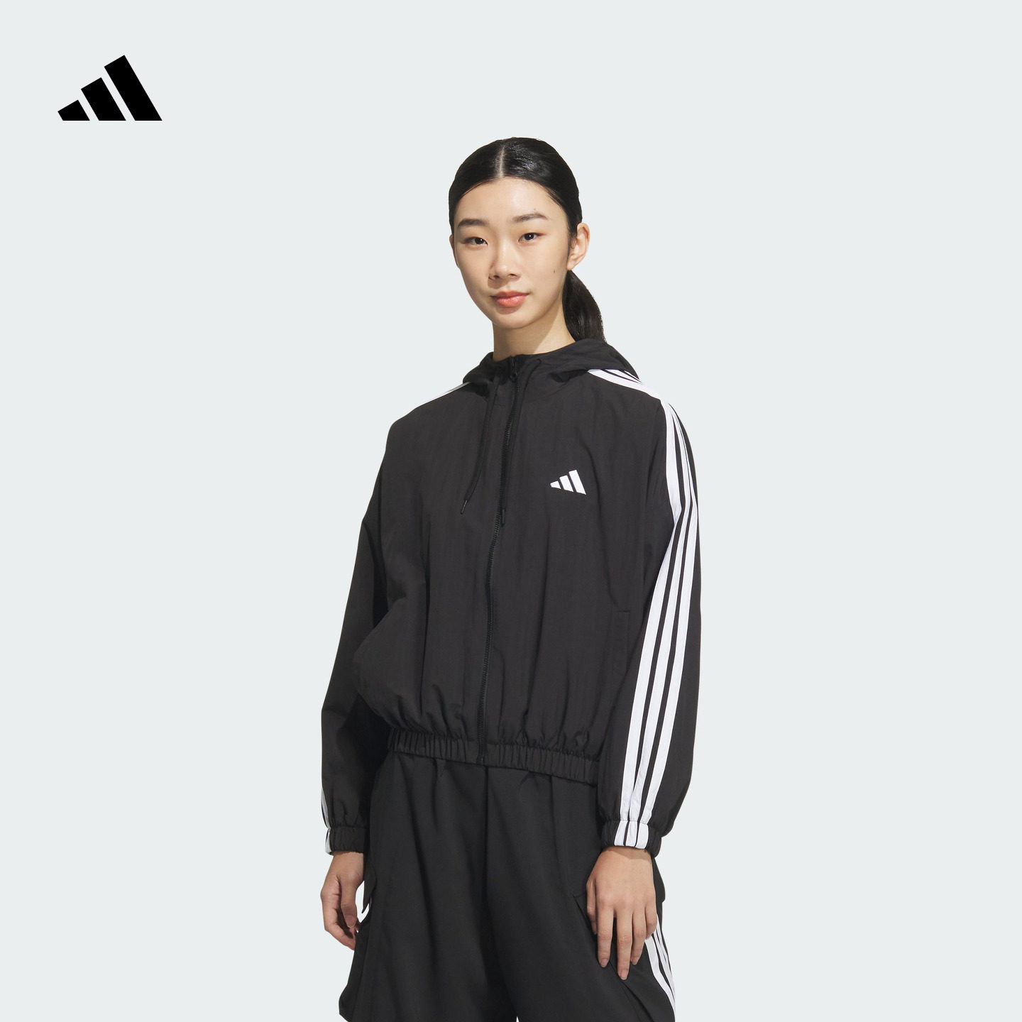 易用系休闲宽松连帽夹克外套女装春季adidas阿迪达斯轻运动JZ2162