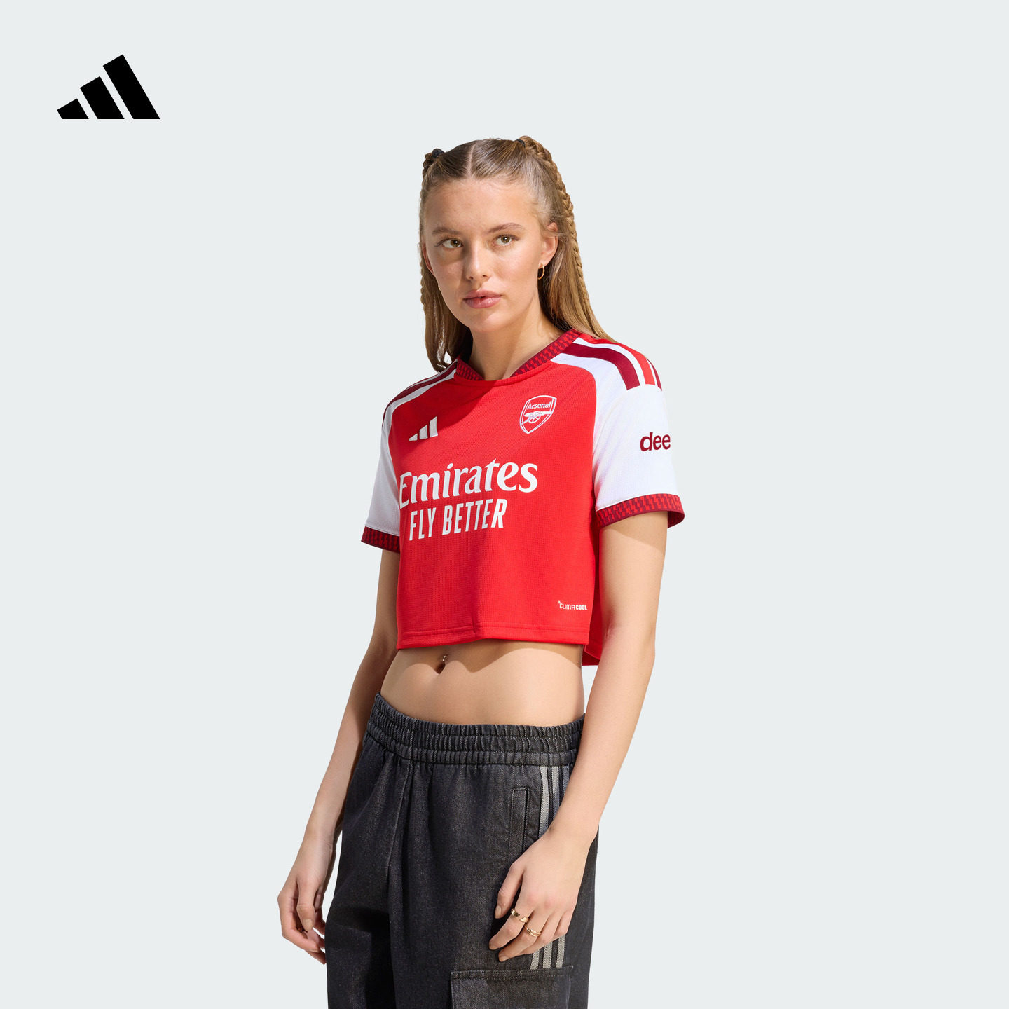 阿森纳主场球迷版速干足球短款短袖球衣女装adidas阿迪达斯