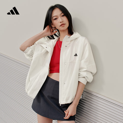 阿迪达斯女拒水宽松梭织夹克外套