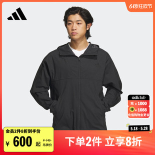 春季 速干牛仔休闲运动连帽夹克外套男装 新款 adidas阿迪达斯轻运动