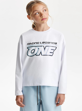 9C3 俄单GLV女童纯棉长袖T恤 春秋140-164儿童弹力字母圆领打底衫