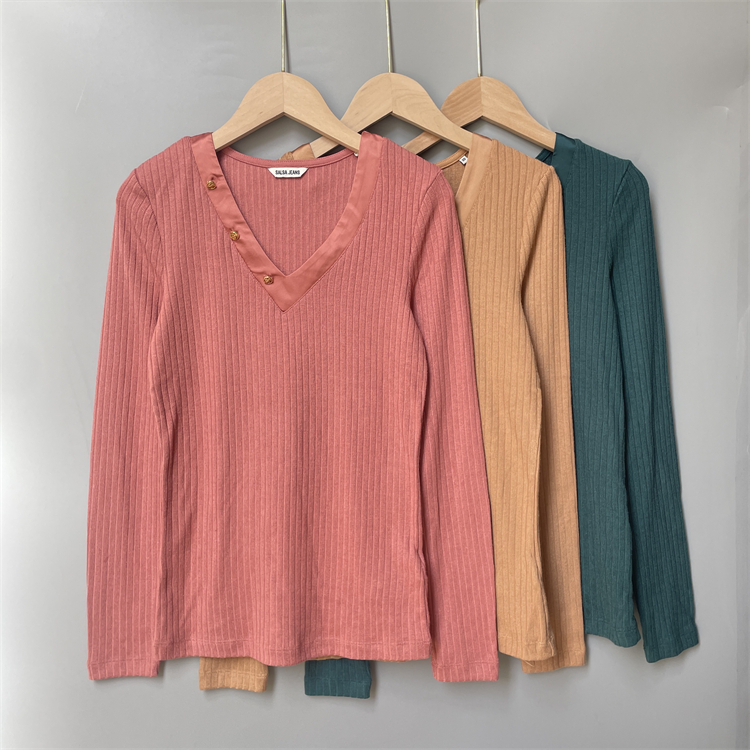 欧美粘纤弹力女士T恤打底衫