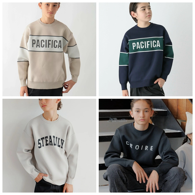 1B3 日单儿童印花圆领针织衫春秋120-170男女童字母长袖套头毛衣