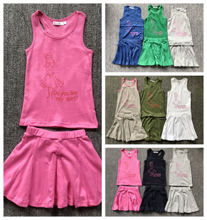 纯棉背心短裙两件套 5岁女童夏季 出口意大利 外贸3 1A2