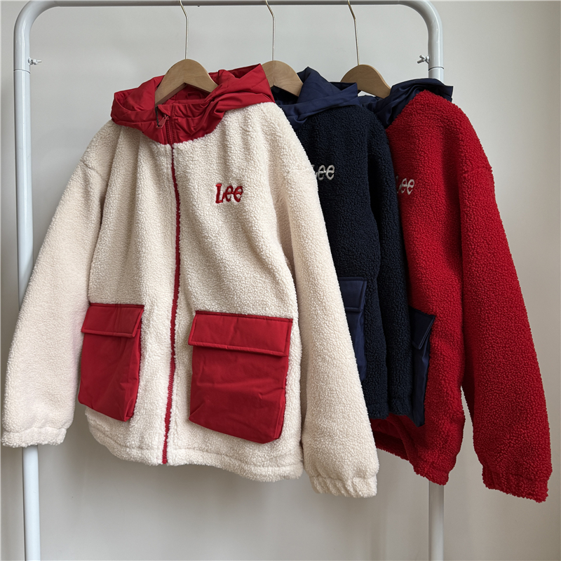 M1 柜货纯元男女童羊羔绒拉链外套110-165秋冬加厚保暖连帽绒衫