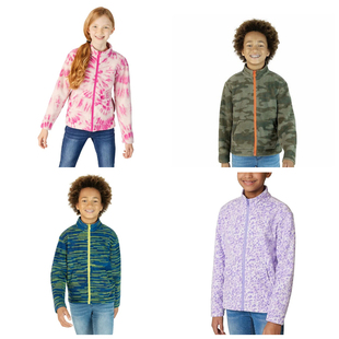 秋冬季 16岁男女童摇粒绒内胆 美国EB儿童扎染立领拉链外套 1C2