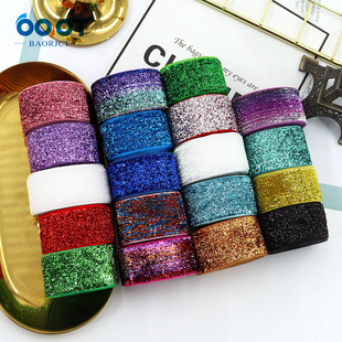 5码 饰带手工diy辅料 植绒闪片彩葱绒带头饰发带婚庆礼盒装