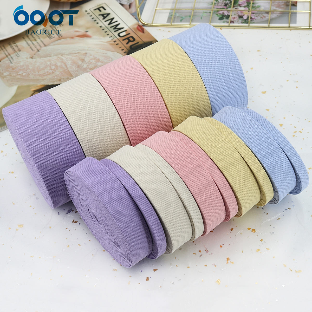 1码 糖果色压布条织带保温杯背带手工蝴蝶结领结发饰 可定制logo